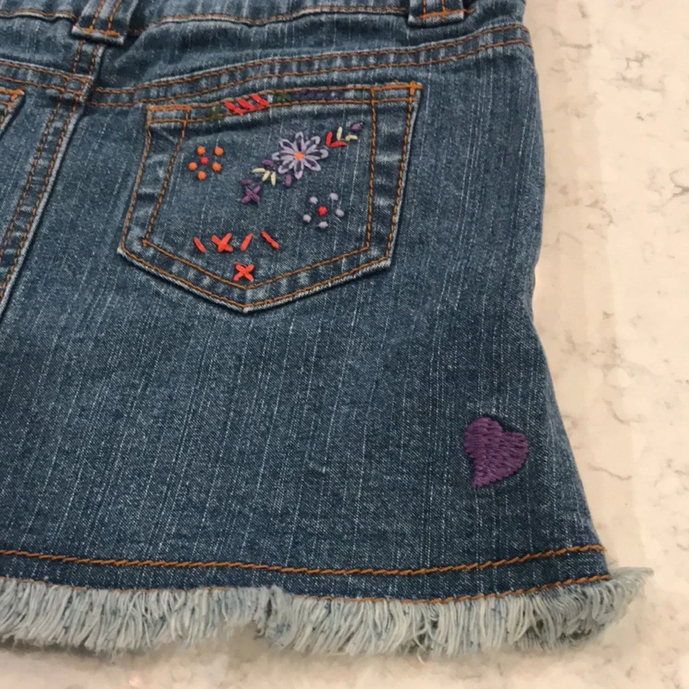 Denim Overall Dress Blue Butterfly Embroidered Jumper
